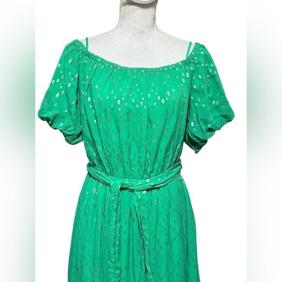 Lilly Pulitzer “Tamie Off The Shoulder”, Botanical Green Dress, Sz L - Picture 3 of 7
